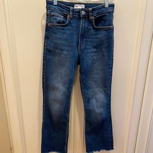 Zara Midrise cropped flare jeans.